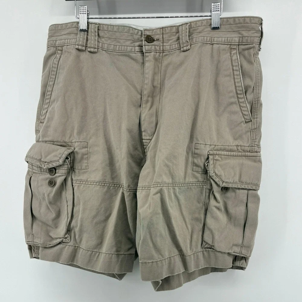 Polo Ralph Lauren Classic Polo Chino Cargo Shorts Mens 36 Khaki Tan Cotton Twill